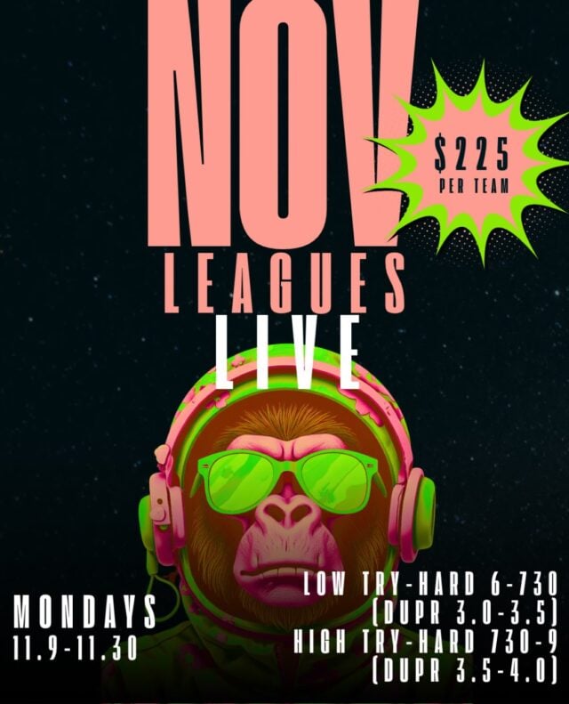 November leagues are here and we’re turning up the Try-Hard energy with TWO leagues based on your playing level.

Format
• Weeks 1–3: Five round-robin games per night
• Week 4: Double-elimination tournament
• 10 teams per league — that’s it!

$225/team | $190/team for PKL Members

Link in bio