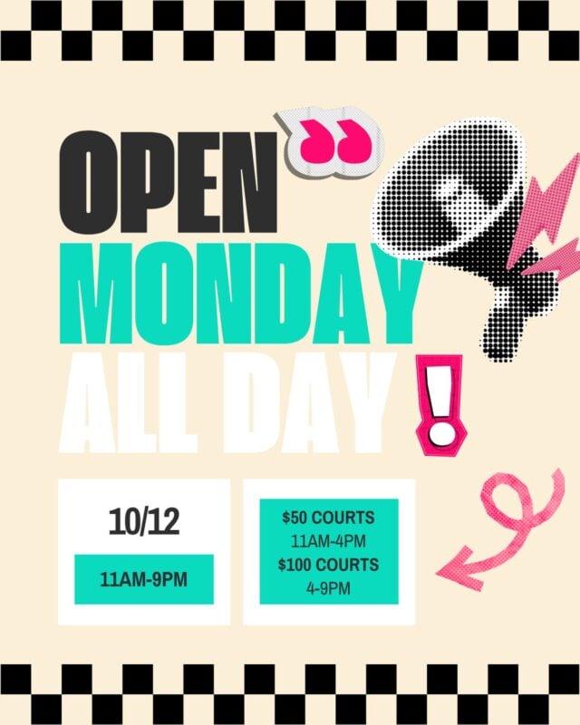 Kids off? Keep em active while you enjoy a cocktail! 
Courts open all day 💥
